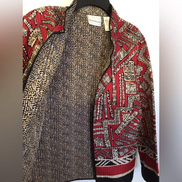 Alfred Dunner red tan black no button blazer jacket size 14 - Picture 5 of 7